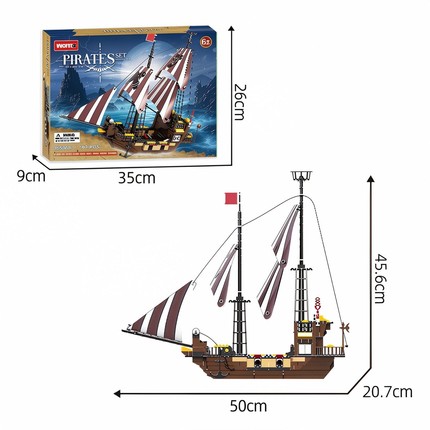 Pirate Ship Set – 509 PCS Creative STEM Adventure Toy for Kids STEM building block toy by LOLIPOL