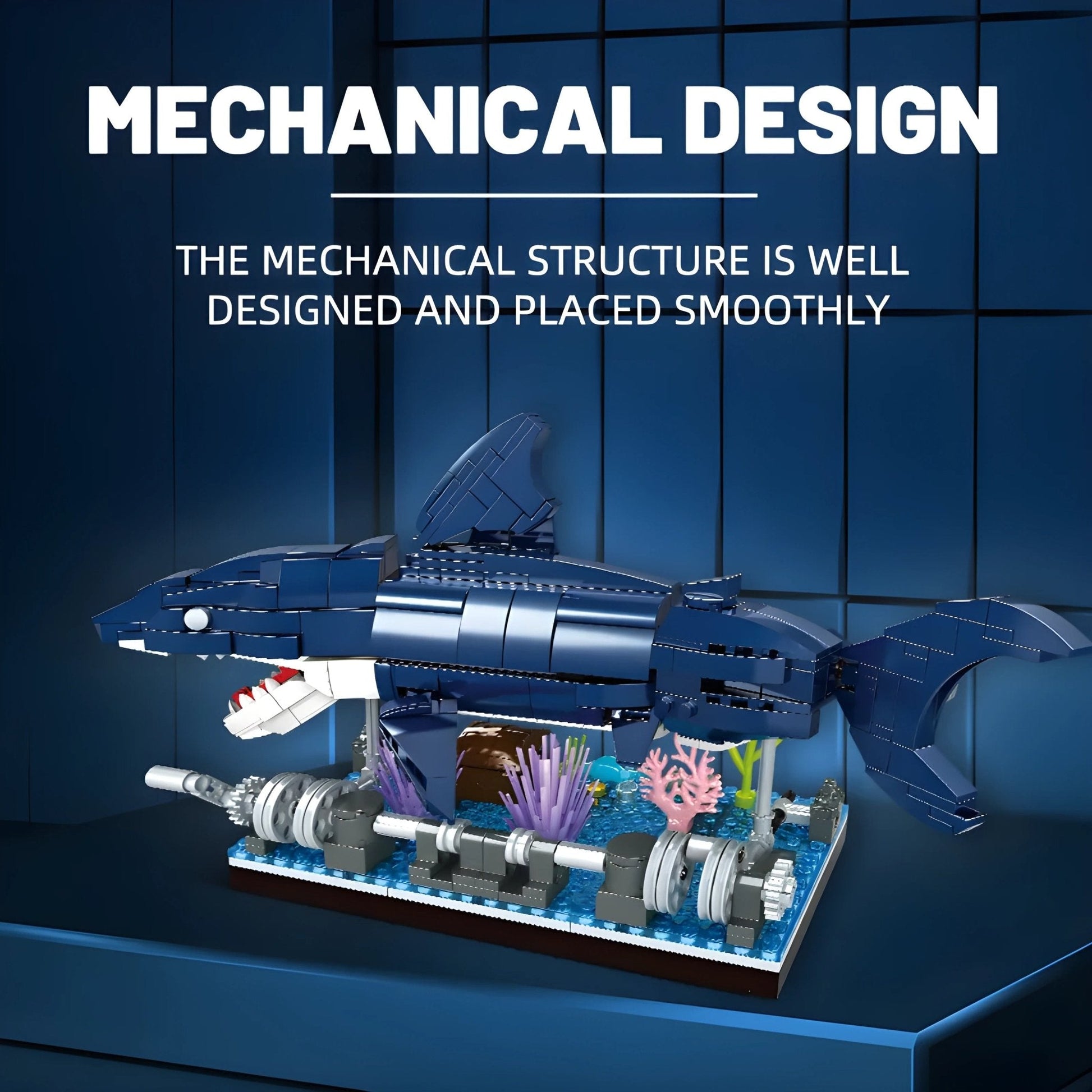 Cyberpunk Shark Robot Toy – 499 PCS STEM Marine Light - Up Kit - STEM Building Toy by LULEGO