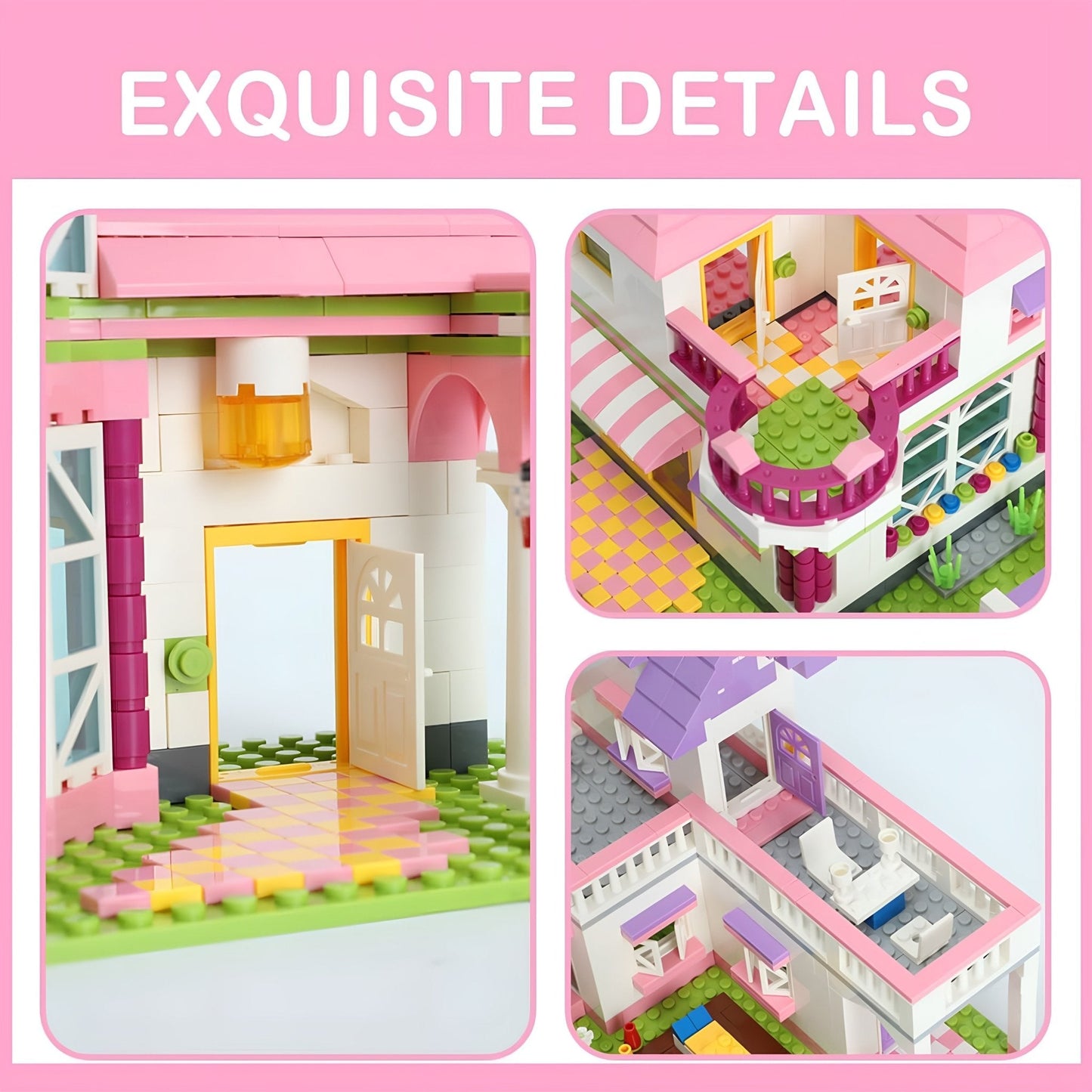 Pink Villa House – 1898 PCS STEM Building Kit for Girls - STEM Building Toy by LULEGO