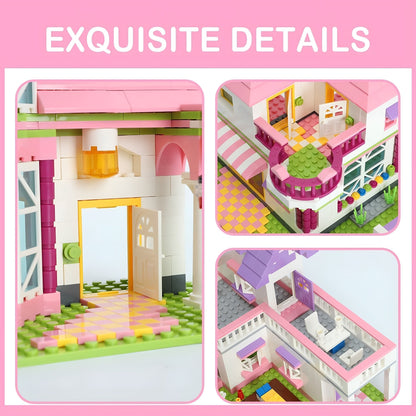 Pink Villa House – 1898 PCS STEM Building Kit for Girls - STEM Building Toy by LULEGO