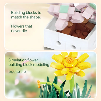 Mini Succulent Set – 977 PCS 8 DIY Brick Plants for Decor - STEM Building Toy by LULEGO