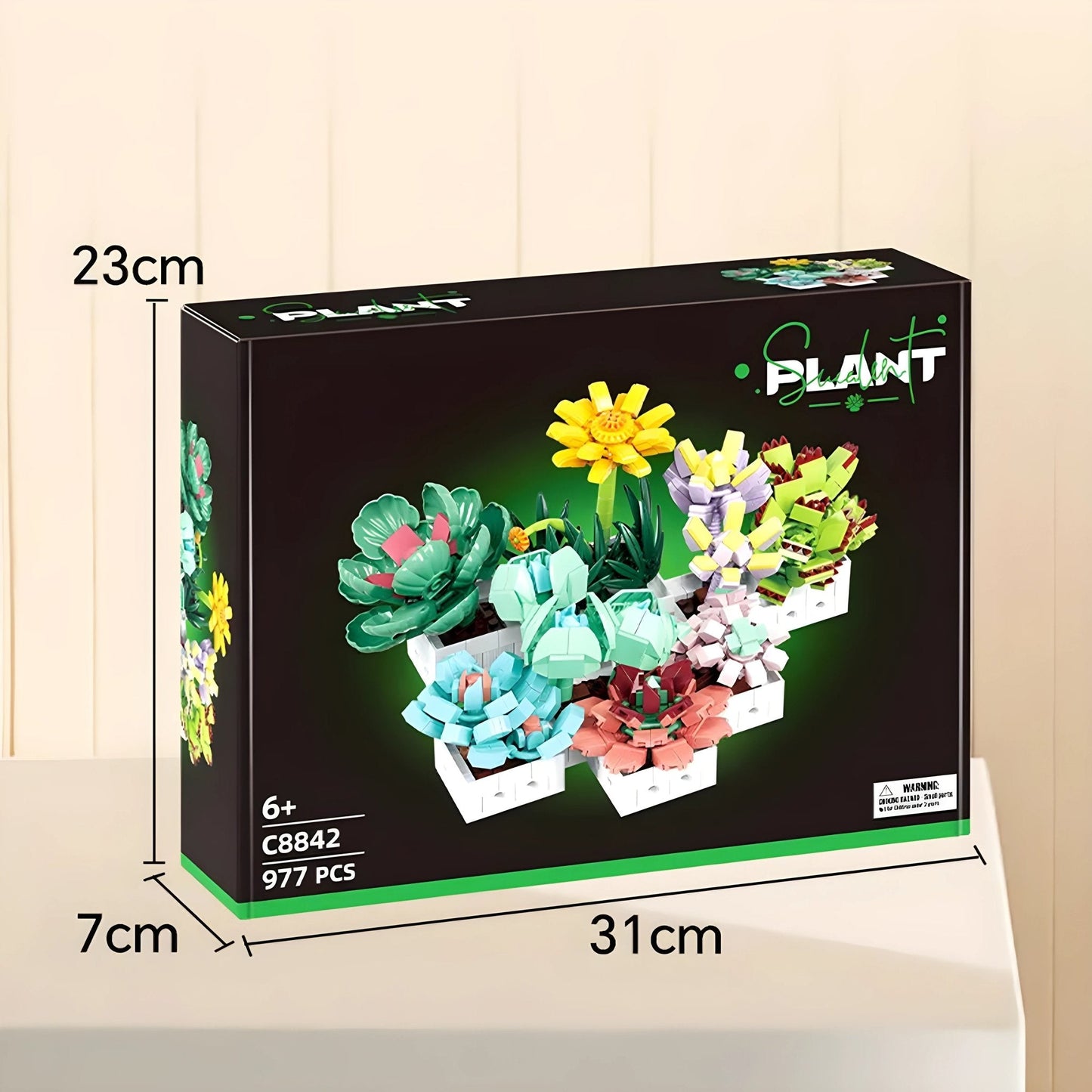Mini Succulent Set – 977 PCS 8 DIY Brick Plants for Decor - STEM Building Toy by LULEGO