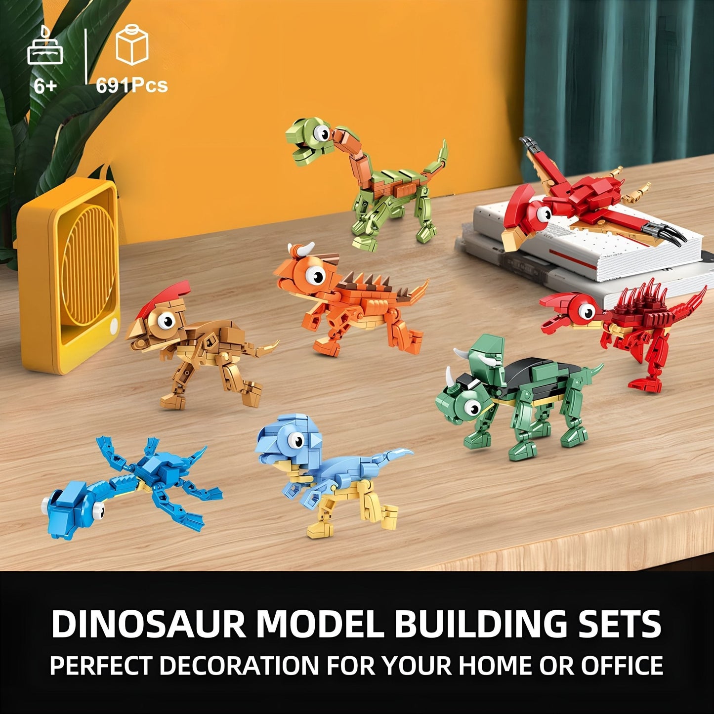 8 - in - 1 Dinosaur Set – 604 PCS STEM Building Kit for Kids - STEM Building Toy by LULEGO