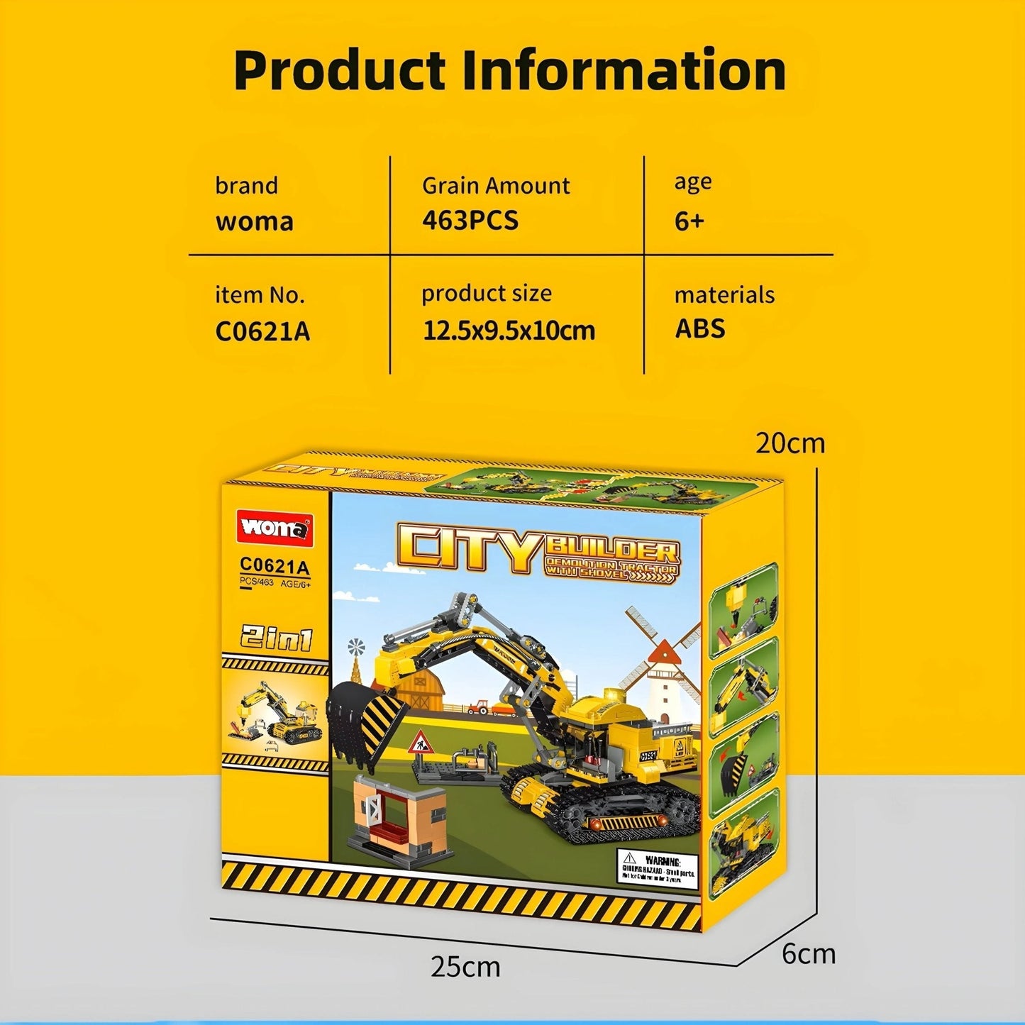 2 - in - 1 Excavator & Demolition Set – 463 PCS STEM Toy STEM building block toy by LOLIPOL