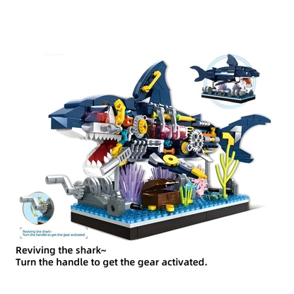 Cyberpunk Shark Robot Toy – 499 PCS STEM Marine Light - Up Kit - STEM Building Toy by LULEGO
