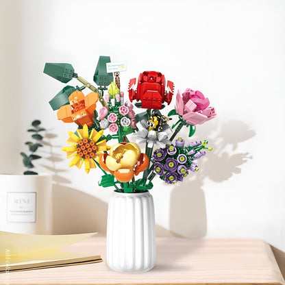 Brick Flower Bouquet Set – 770 PCS 8 Floral Models DIY - STEM Building Toy by LULEGO