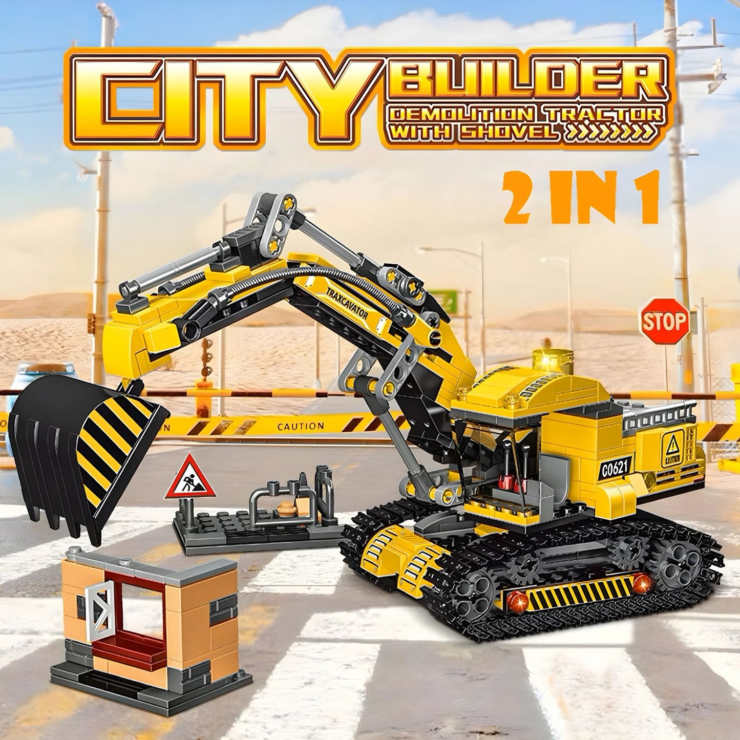 2 - in - 1 Excavator & Demolition Set – 463 PCS STEM Toy - STEM Building Toy by LULEGO