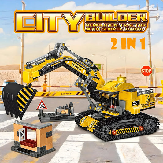 2 - in - 1 Excavator & Demolition Set – 463 PCS STEM Toy - STEM Building Toy by LULEGO