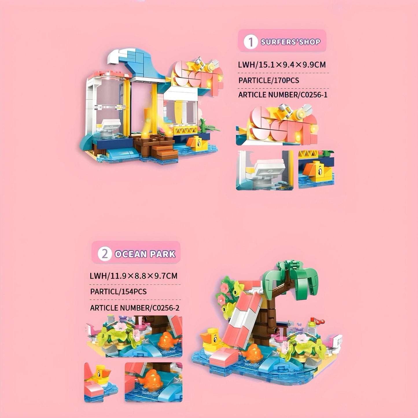 4 - in - 1 Beach House Set – 617 PCS Seaside Villa for Girls STEM building block toy by LOLIPOL