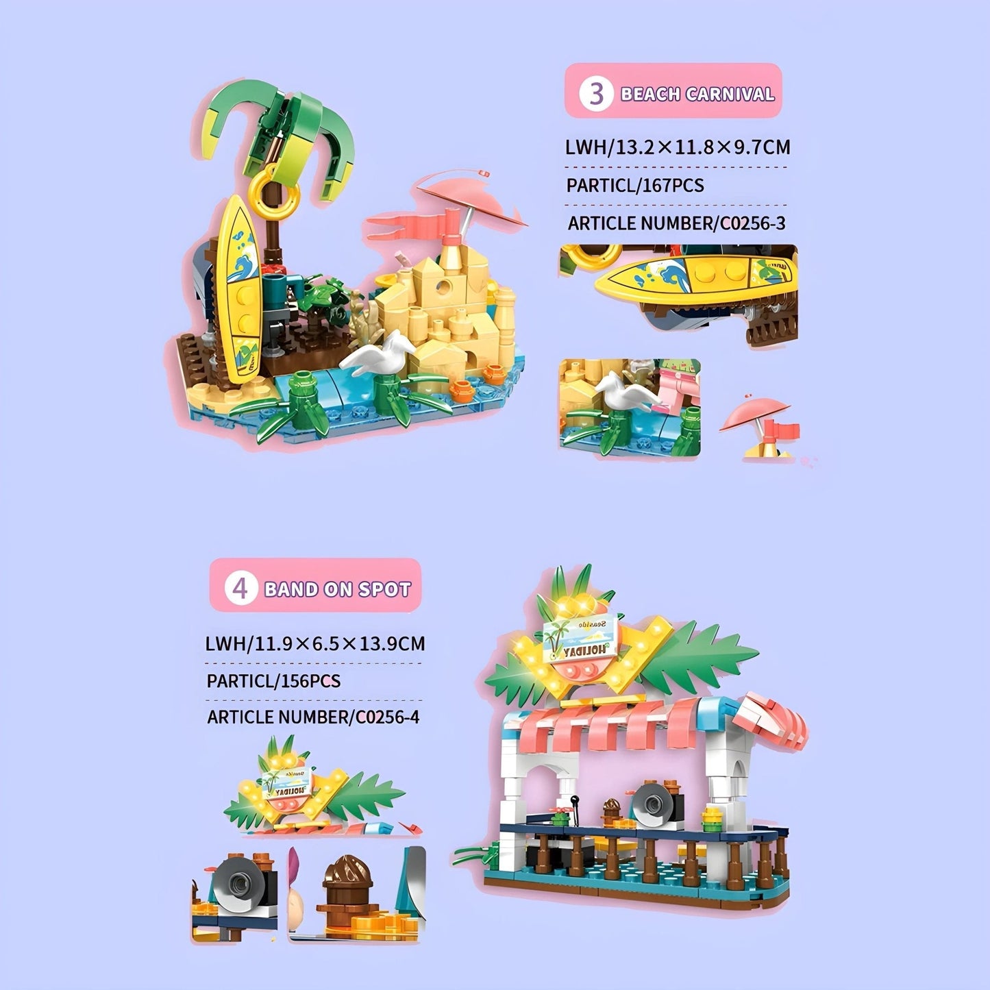 4 - in - 1 Beach House Set – 617 PCS Seaside Villa for Girls STEM building block toy by LOLIPOL