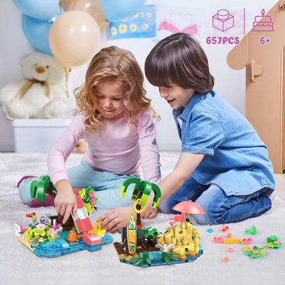 4 - in - 1 Beach House Set – 617 PCS Seaside Villa for Girls STEM building block toy by LOLIPOL