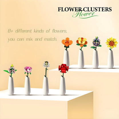Brick Flower Bouquet Set – 770 PCS 8 Floral Models DIY - STEM Building Toy by LULEGO