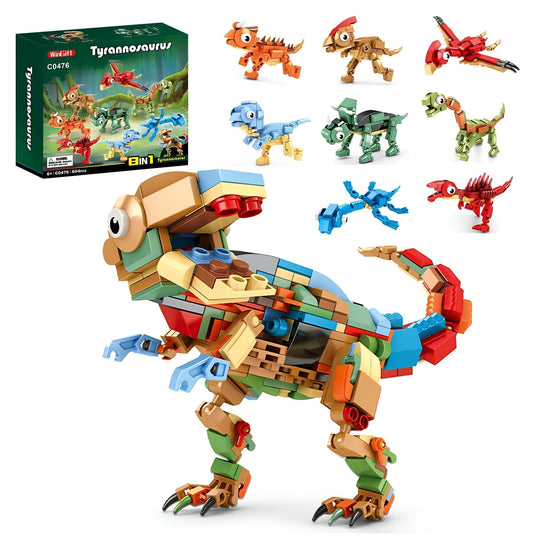 8 - in - 1 Dinosaur Set – 604 PCS STEM Building Kit for Kids STEM building block toy by LOLIPOL