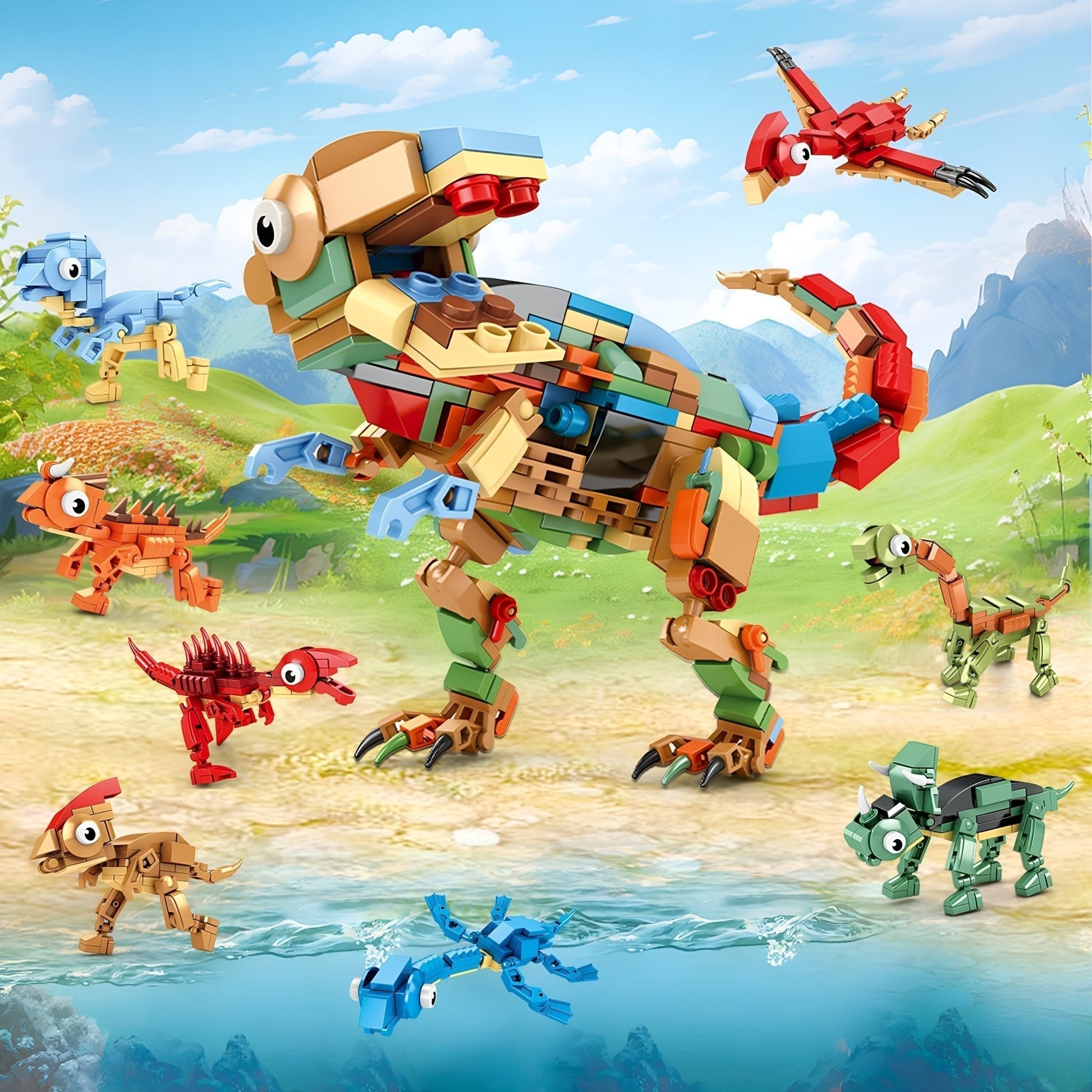 8 - in - 1 Dinosaur Set – 604 PCS STEM Building Kit for Kids STEM building block toy by LOLIPOL
