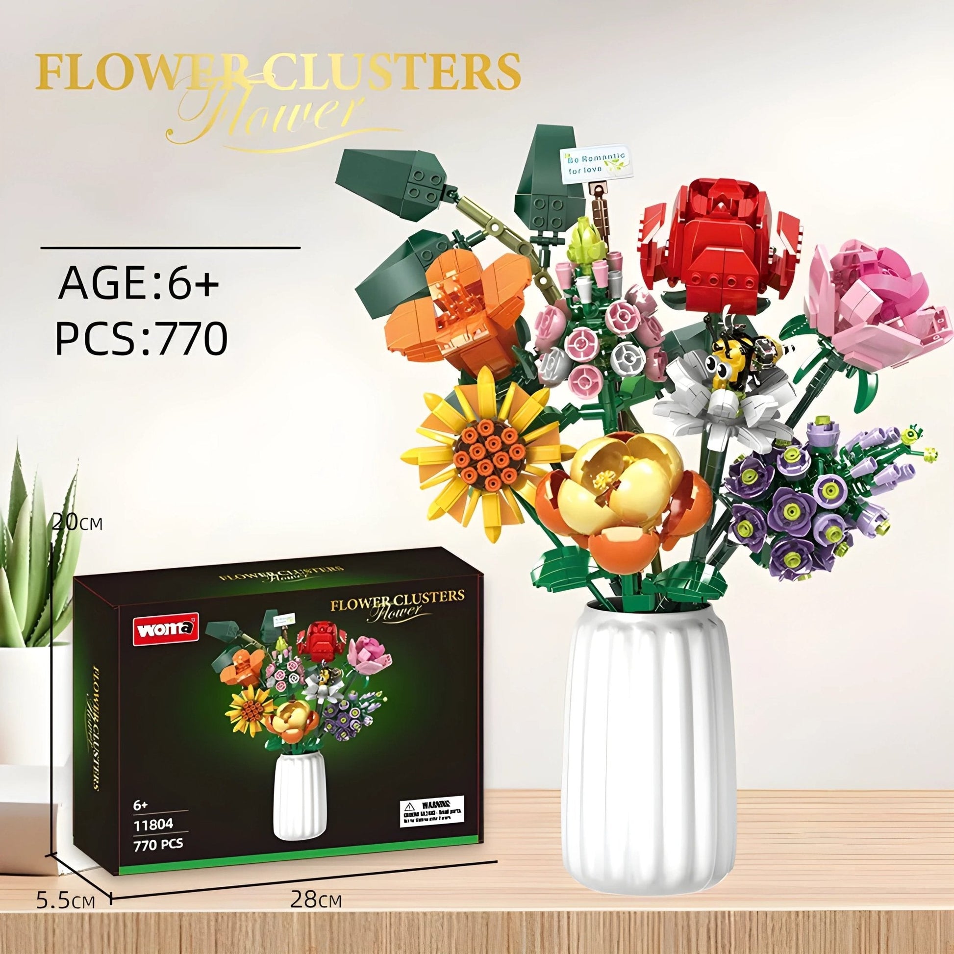 Brick Flower Bouquet Set – 770 PCS 8 Floral Models DIY - STEM Building Toy by LULEGO