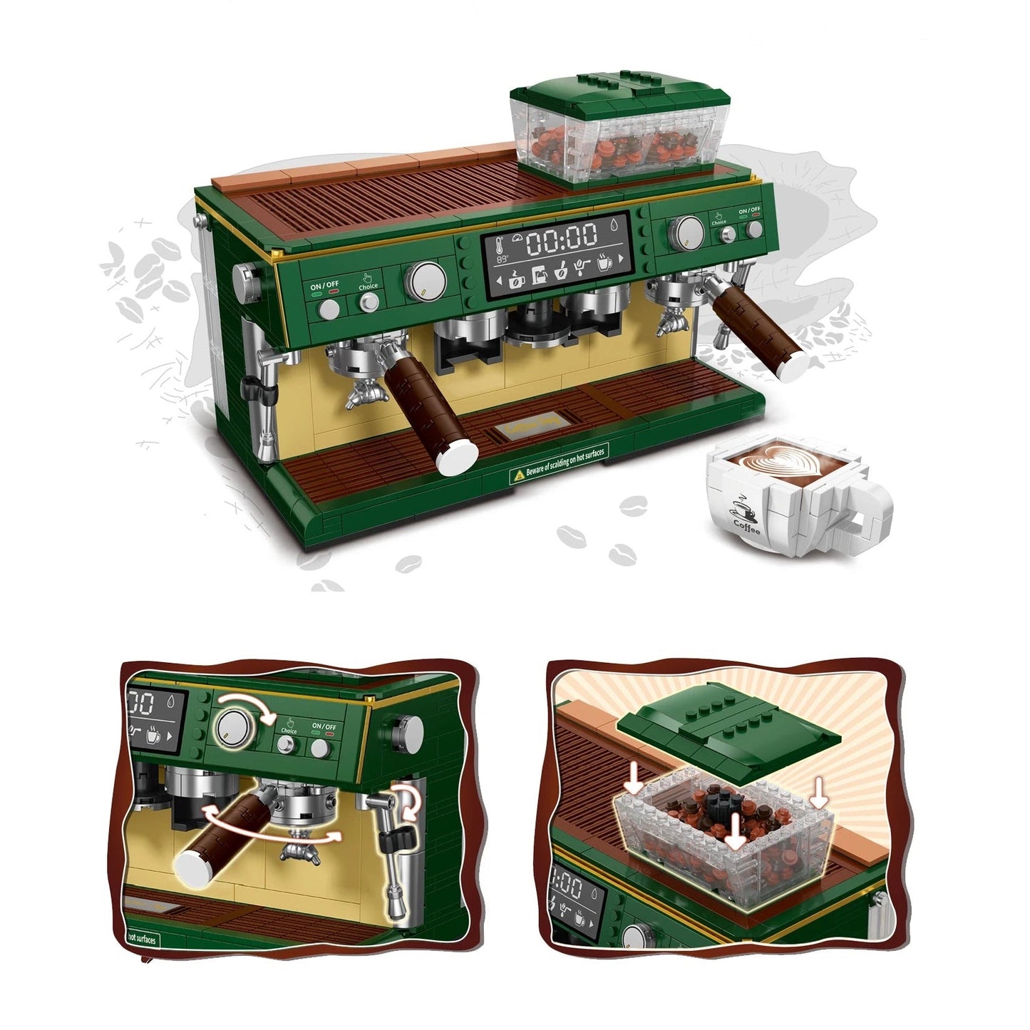 Mini Café Coffee Machine – 928 PCS DIY Model for Kids & Adults - STEM Building Toy by LULEGO