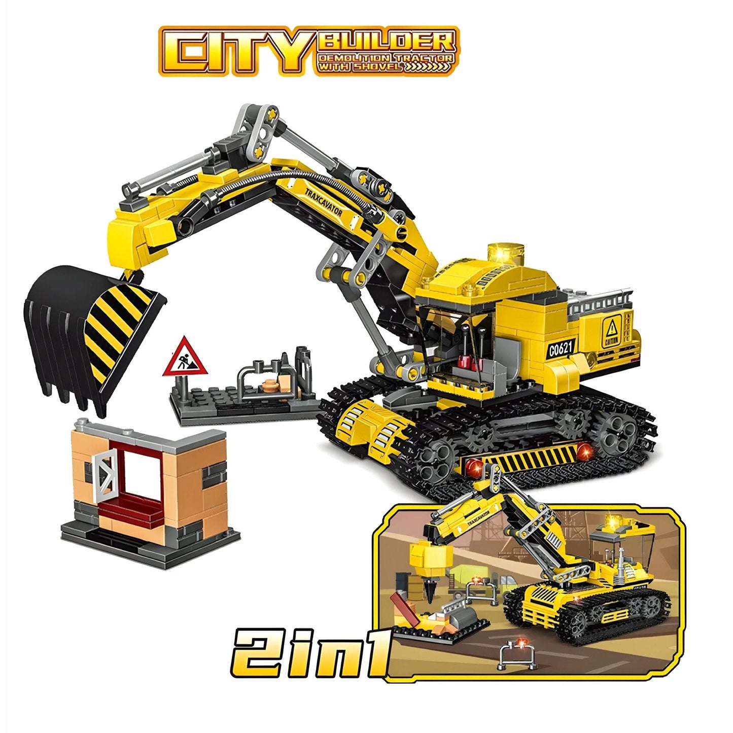 2 - in - 1 Excavator & Demolition Set – 463 PCS STEM Toy - STEM Building Toy by LULEGO