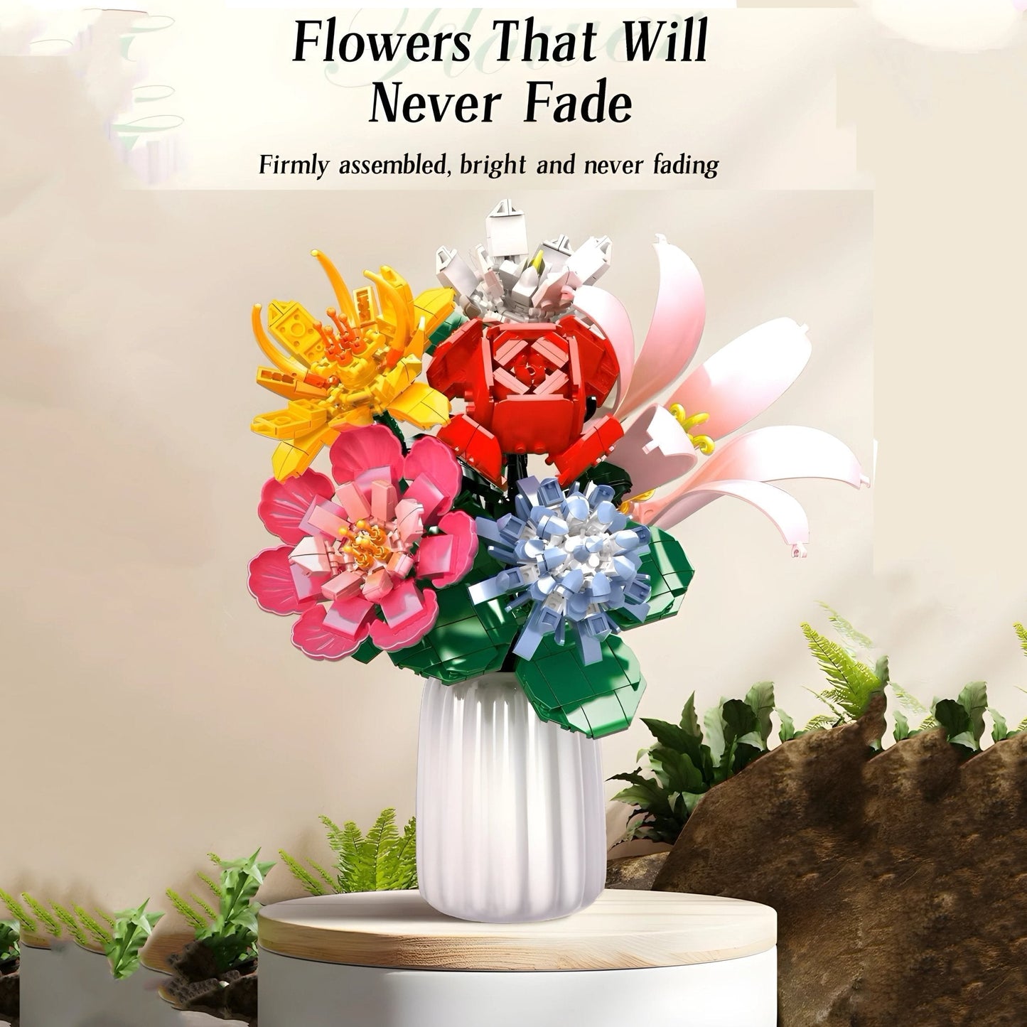 Artificial Flower Bouquet – 653 PCS 6 Floral Designs STEM building block toy by LOLIPOL