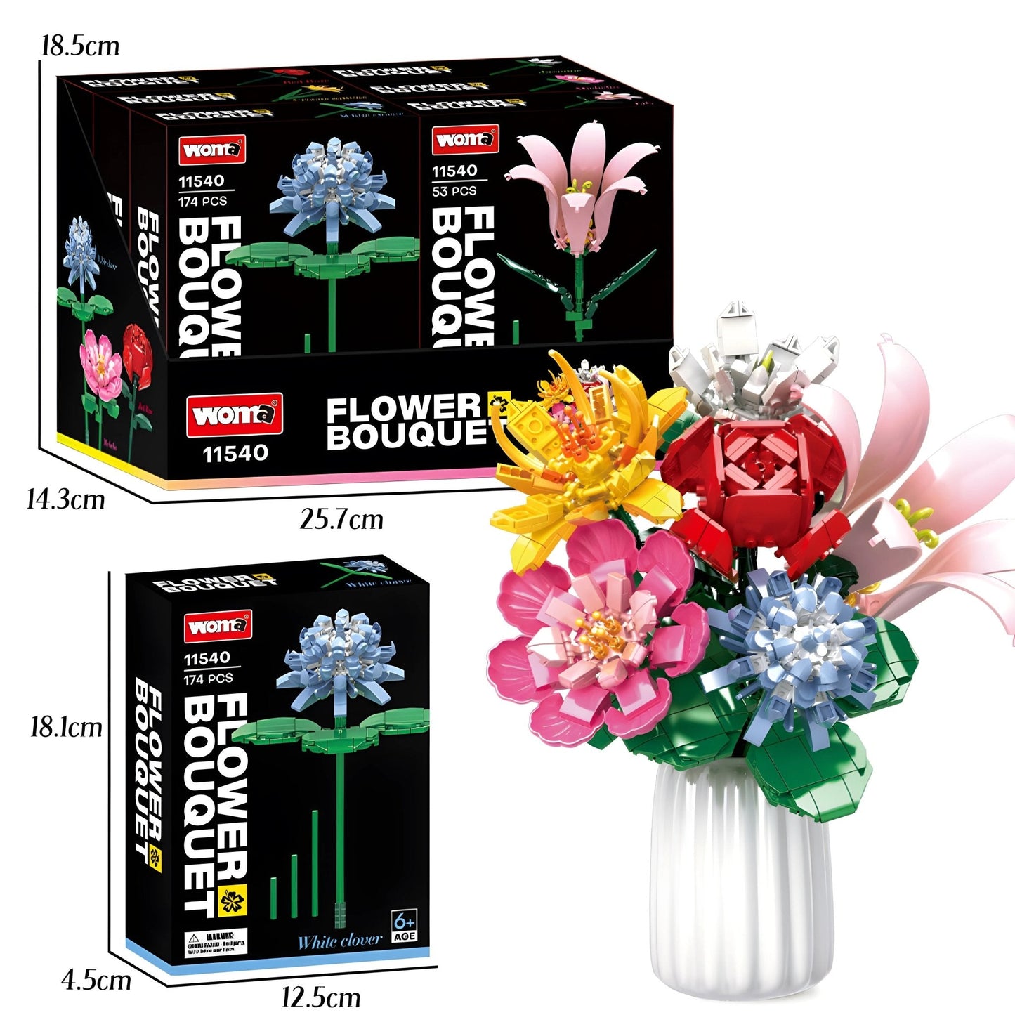 Artificial Flower Bouquet – 653 PCS 6 Floral Designs STEM building block toy by LOLIPOL