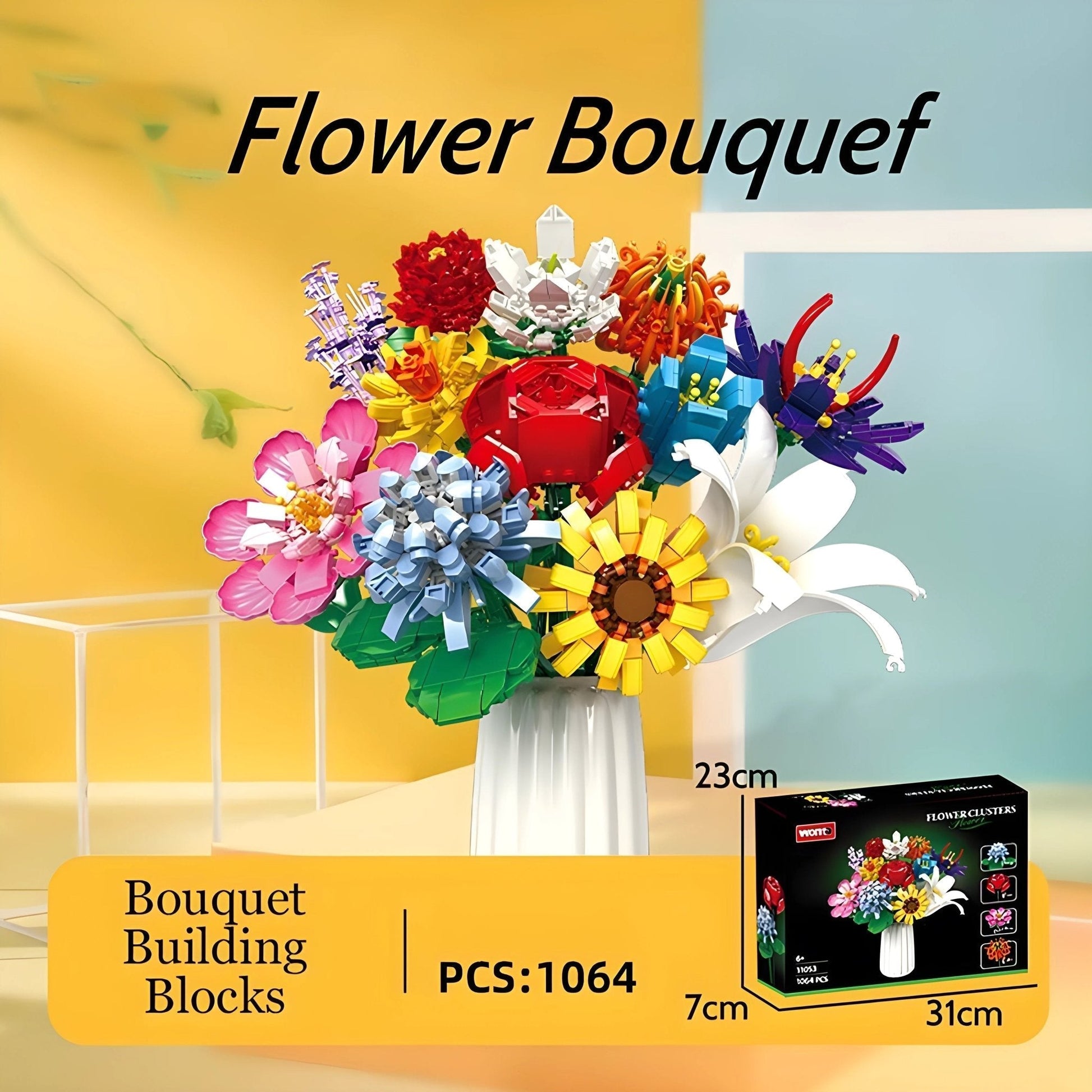 Artificial Flower Bouquet – 653 PCS 6 Floral Designs STEM building block toy by LOLIPOL
