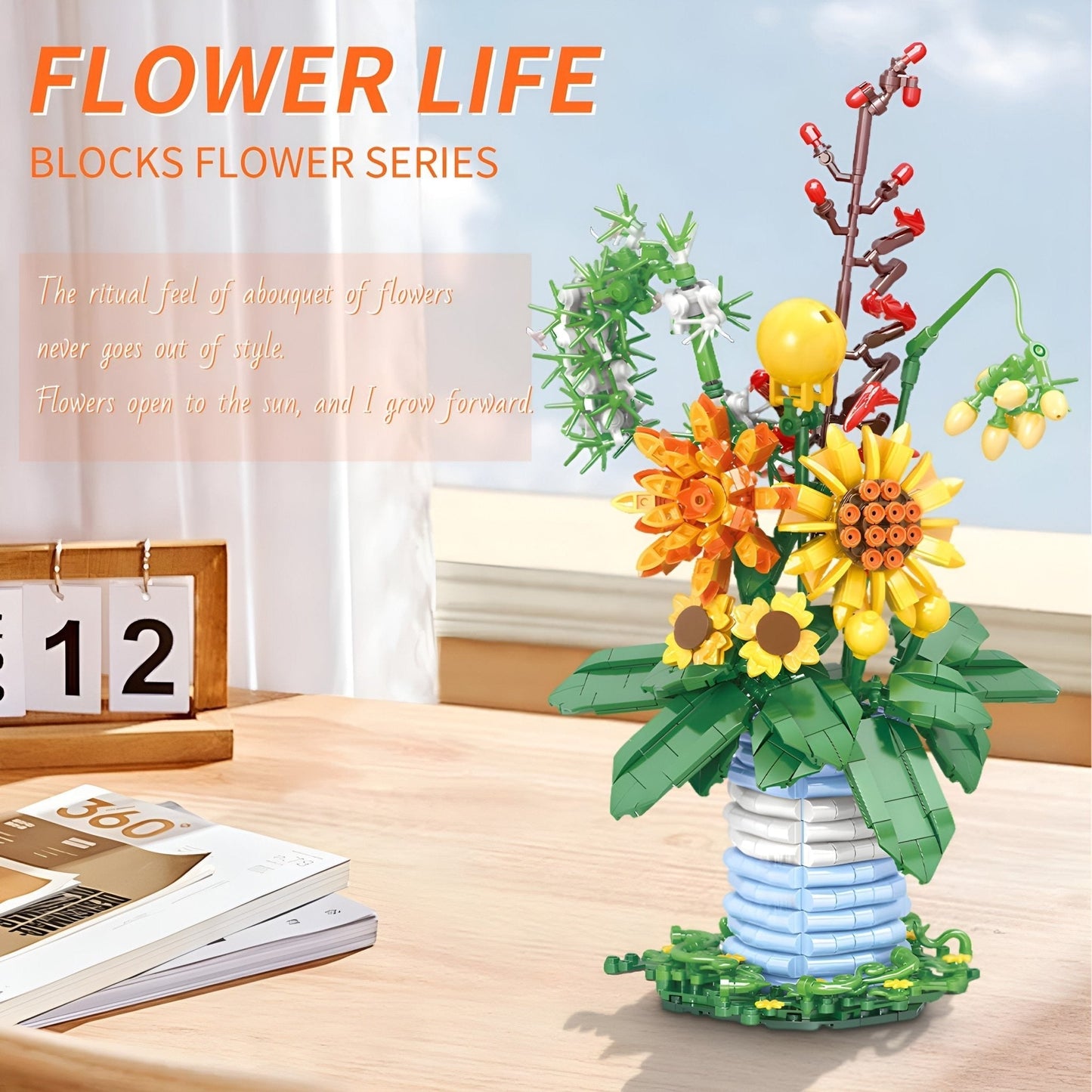 Blossom Flower Set with Brick Vase – 962 PCS for Decor STEM building block toy by LOLIPOL