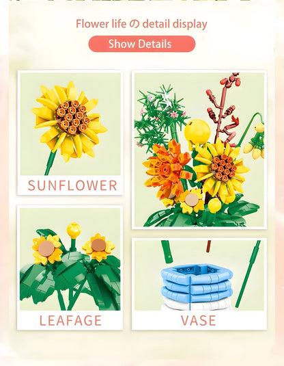 Blossom Flower Set with Brick Vase – 962 PCS for Decor STEM building block toy by LOLIPOL