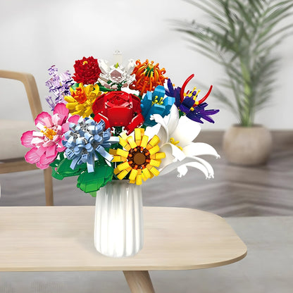 Botanical Flower Set – 1009 PCS 12 Blossom Brick Models STEM building block toy by LOLIPOL