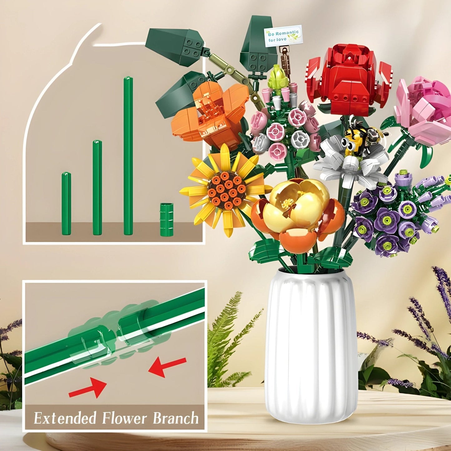 Brick Flower Bouquet Set – 770 PCS 8 Floral Models DIY STEM building block toy by LOLIPOL
