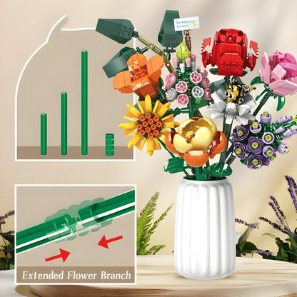 Brick Flower Bouquet Set – 770 PCS 8 Floral Models DIY STEM building block toy by LOLIPOL