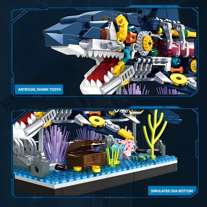Cyberpunk Shark Robot Toy – 499 PCS STEM Marine Light - Up Kit STEM building block toy by LOLIPOL