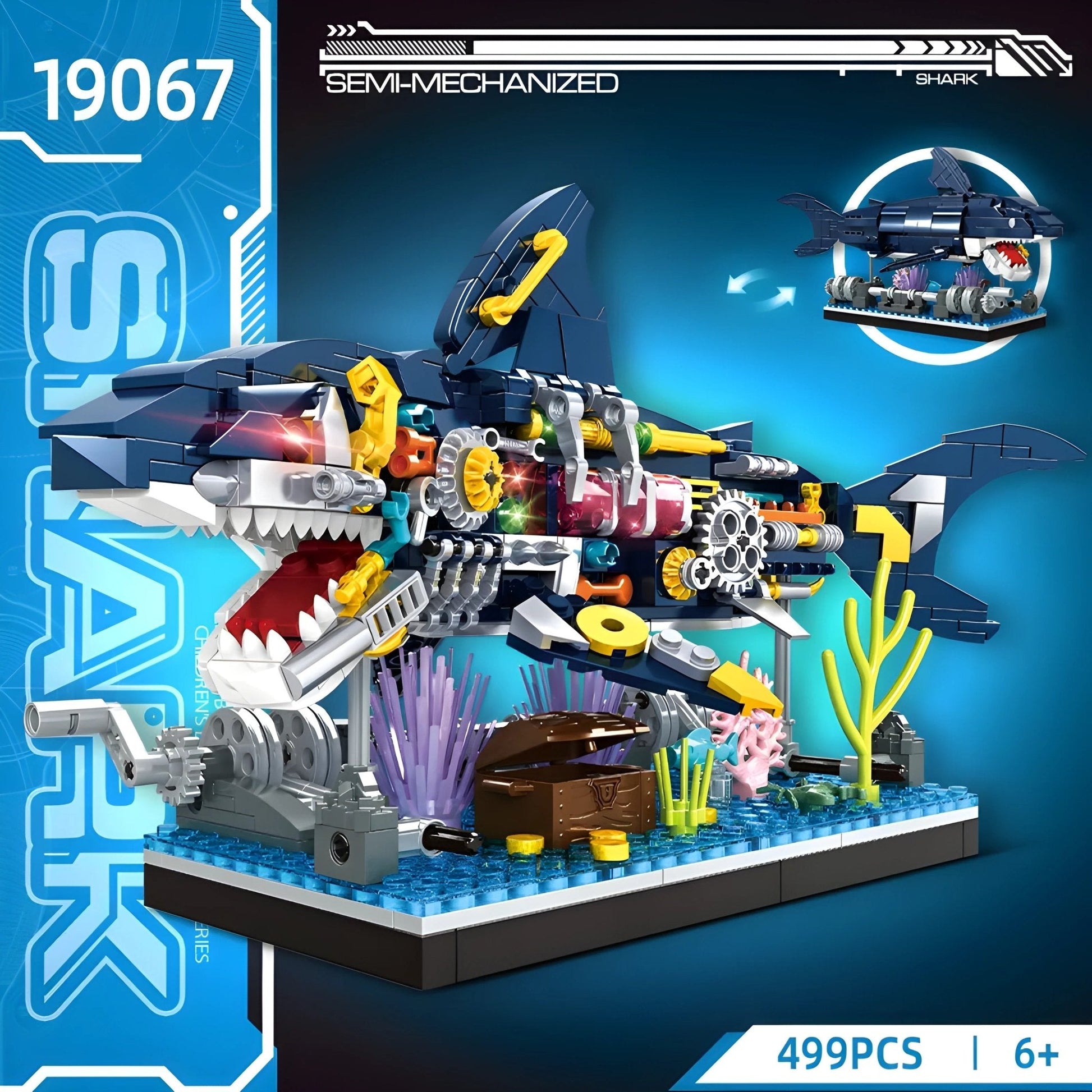 Cyberpunk Shark Robot Toy – 499 PCS STEM Marine Light - Up Kit STEM building block toy by LOLIPOL