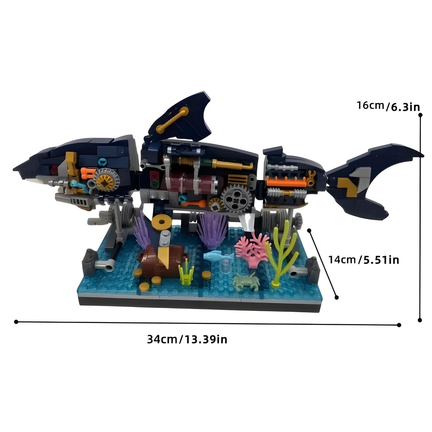 Cyberpunk Shark Robot Toy – 499 PCS STEM Marine Light - Up Kit STEM building block toy by LOLIPOL