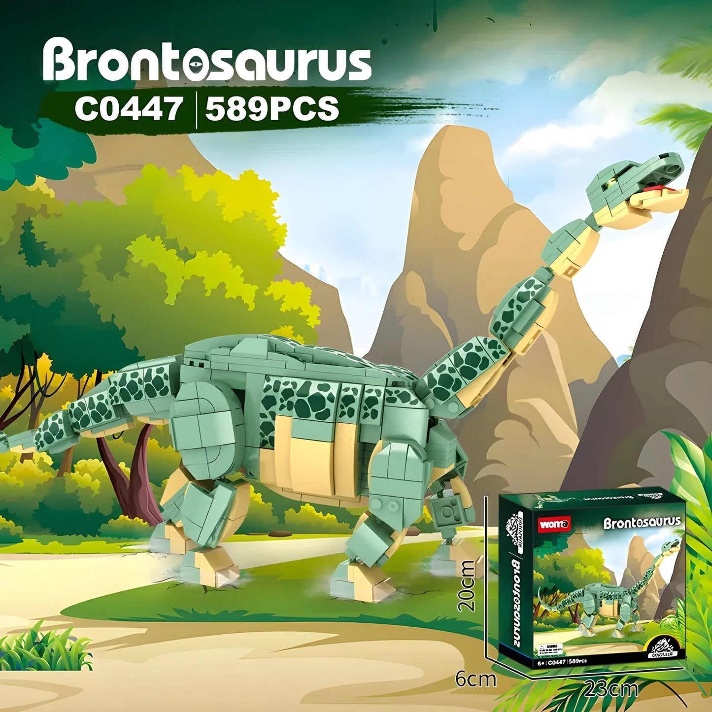 Dino Brontosaurus – 589 PCS Dinosaur Building Set for Kids STEM building block toy by LOLIPOL