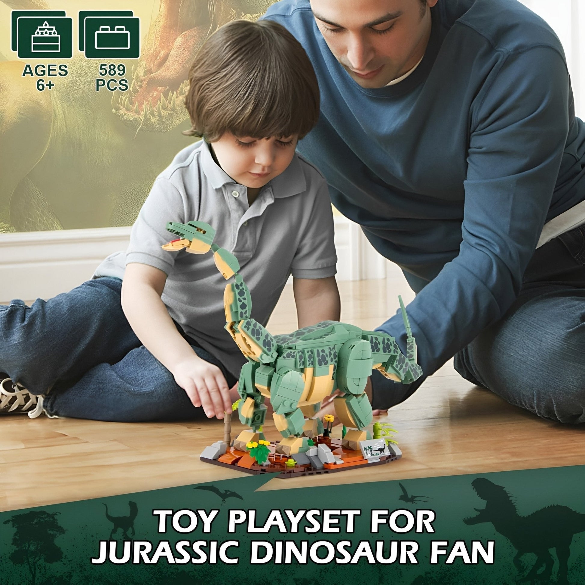 Dino Brontosaurus – 589 PCS Dinosaur Building Set for Kids STEM building block toy by LOLIPOL