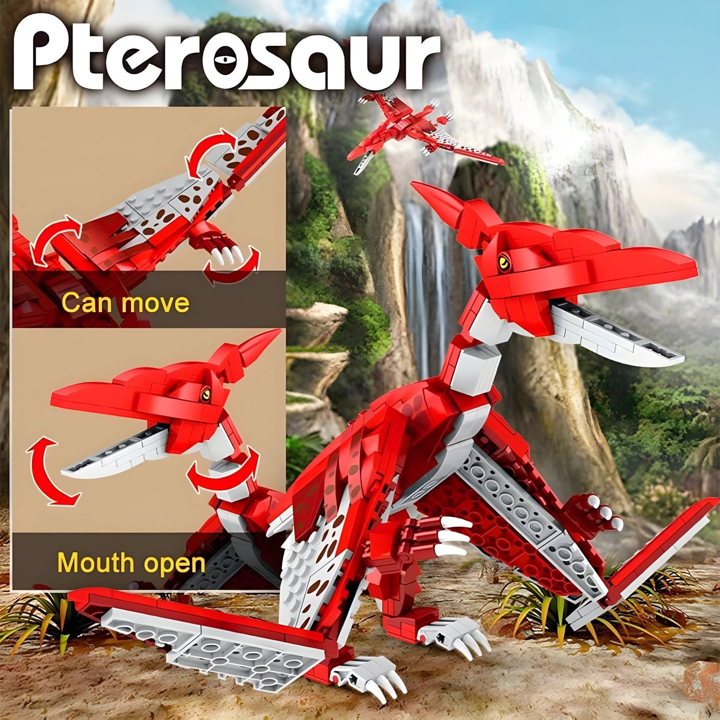 Dino Pterosaur Building Block Set – 308 - Piece Jurassic STEM Toy for Kids 6+ STEM building block toy by LOLIPOL