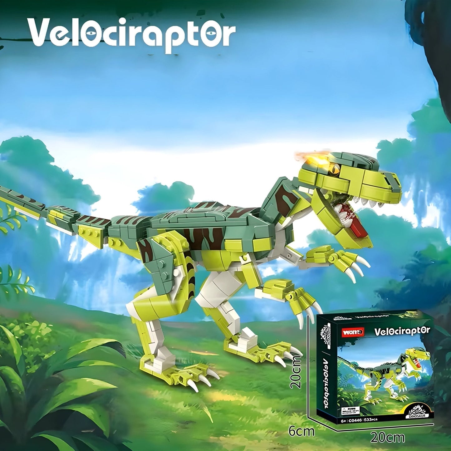 Jurassic Velociraptor Dinosaur Set – 535 PCS STEM Toy STEM building block toy by LOLIPOL