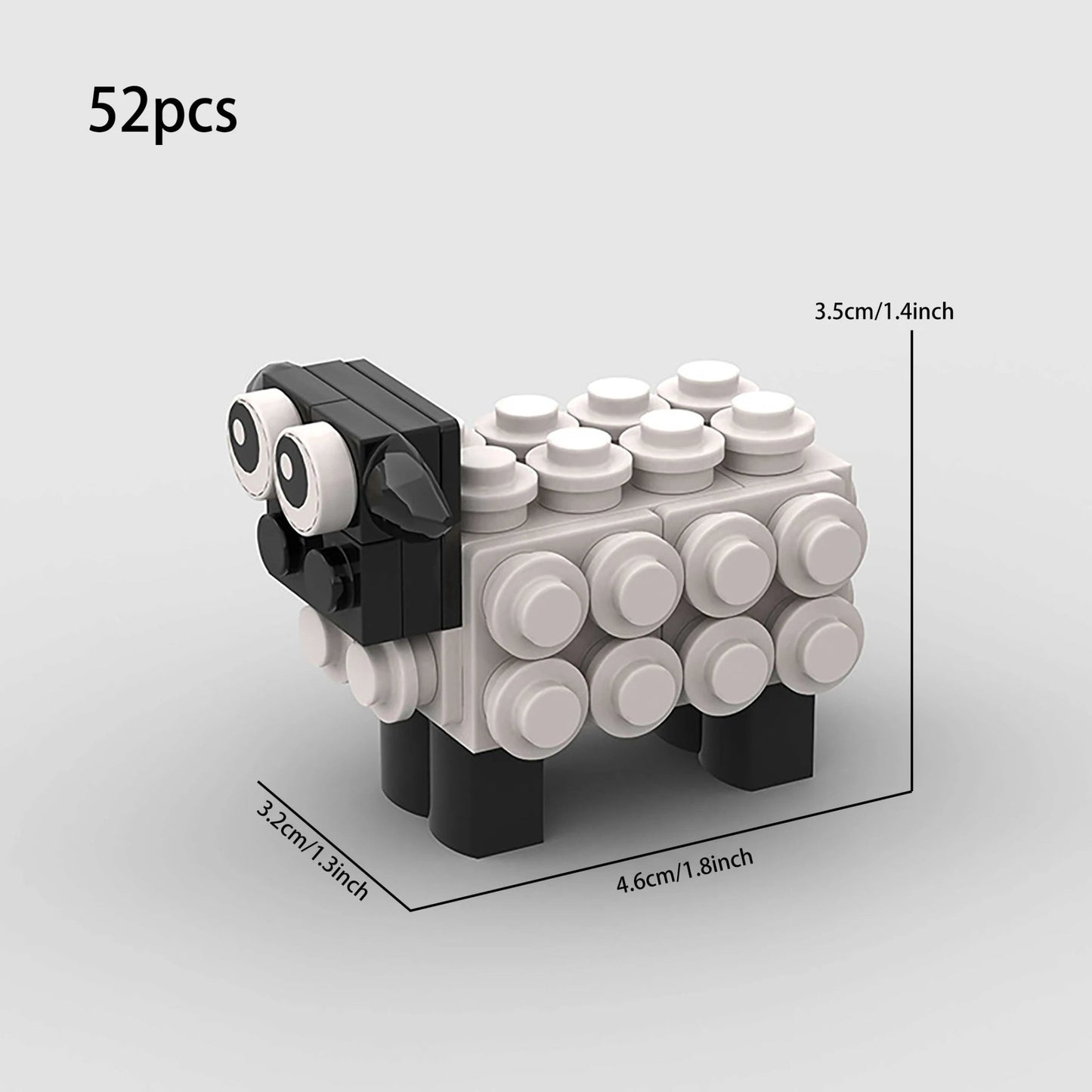 Mini Sheep Cartoon Toy – 52 PCS Animal Brick Set for Kids 6+ STEM building block toy by LOLIPOL