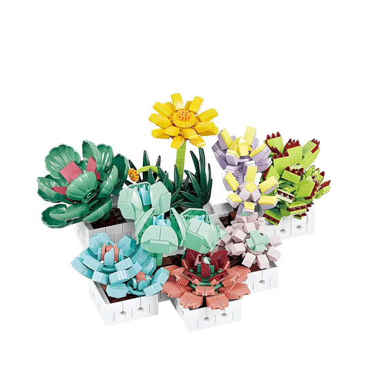 Mini Succulent Set – 977 PCS 8 DIY Brick Plants for Decor STEM building block toy by LOLIPOL