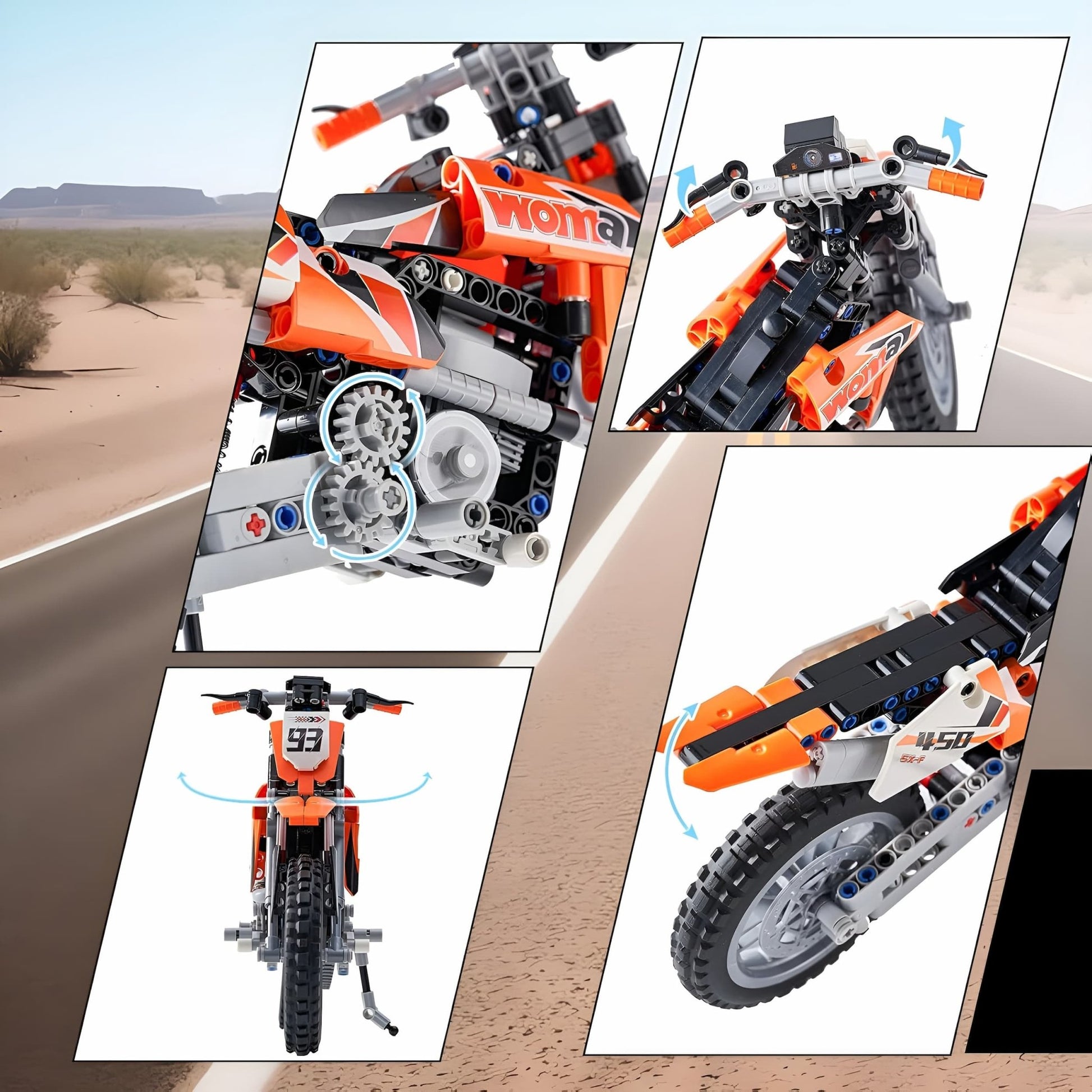 Orange Motorcycle Set – 434 PCS STEM Toy for Kids 6+ STEM building block toy by LOLIPOL