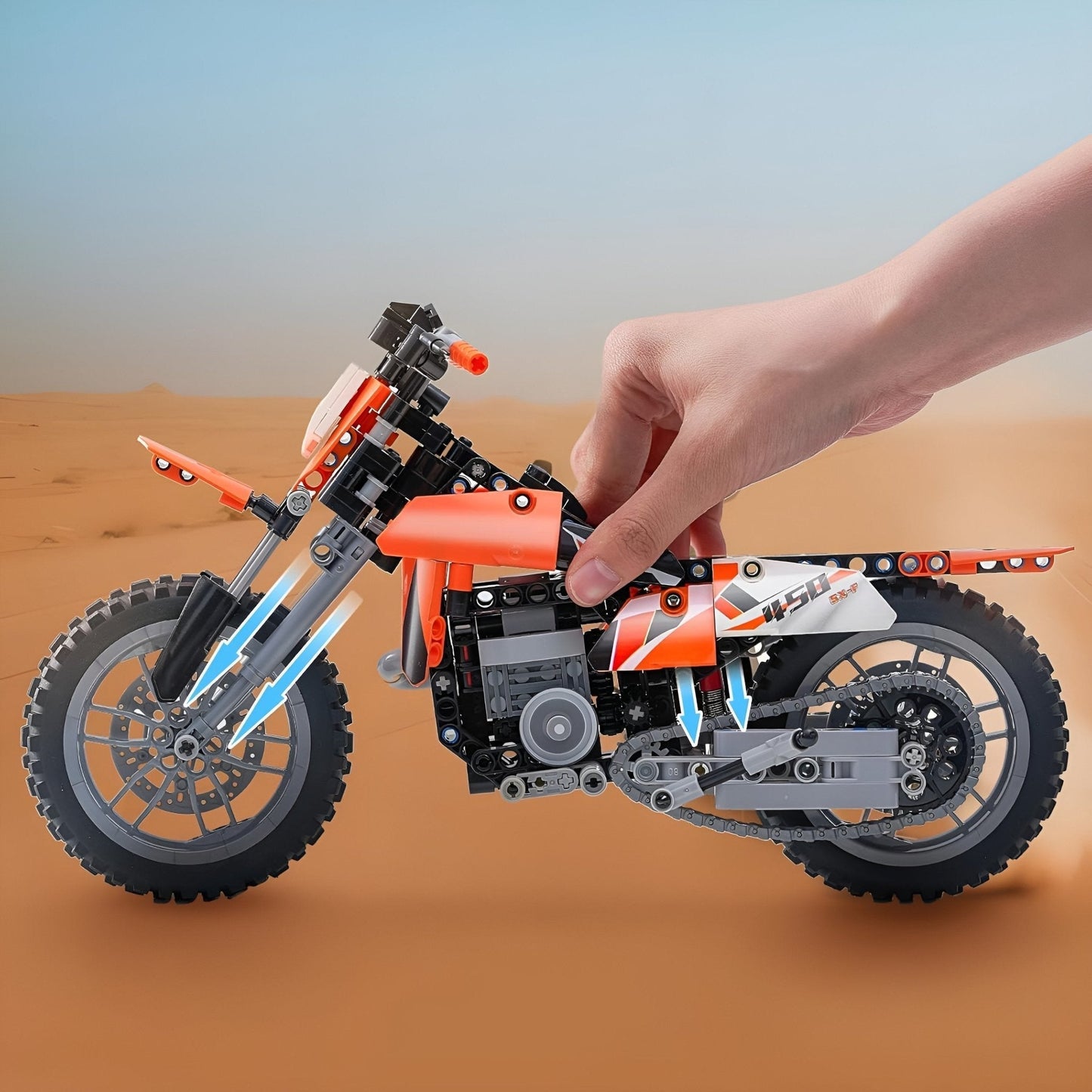 Orange Motorcycle Set – 434 PCS STEM Toy for Kids 6+ STEM building block toy by LOLIPOL