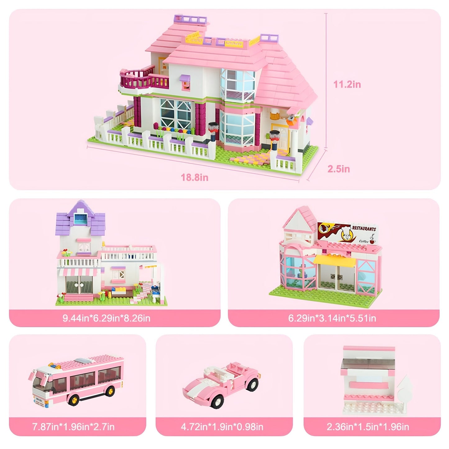 Pink Villa House – 1898 PCS STEM Building Kit for Girls STEM building block toy by LOLIPOL