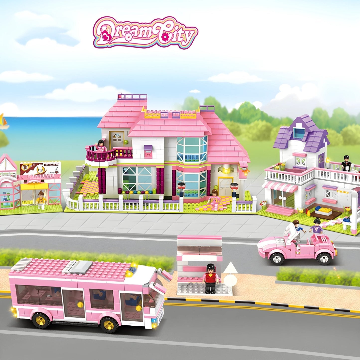 Pink Villa House – 1898 PCS STEM Building Kit for Girls STEM building block toy by LOLIPOL