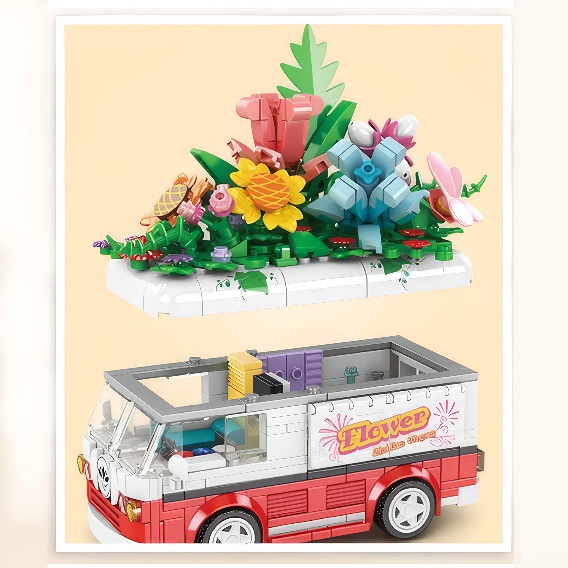 STEM Flower Van Set – 457 PCS Floral Brick Kit for Kids 6+ STEM building block toy by LOLIPOL