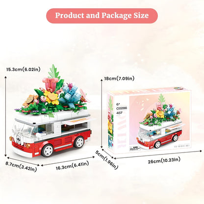 STEM Flower Van Set – 457 PCS Floral Brick Kit for Kids 6+ STEM building block toy by LOLIPOL