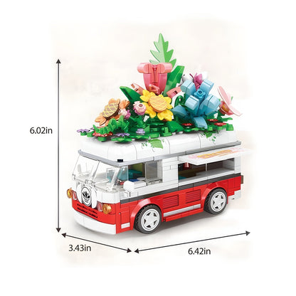 STEM Flower Van Set – 457 PCS Floral Brick Kit for Kids 6+ STEM building block toy by LOLIPOL