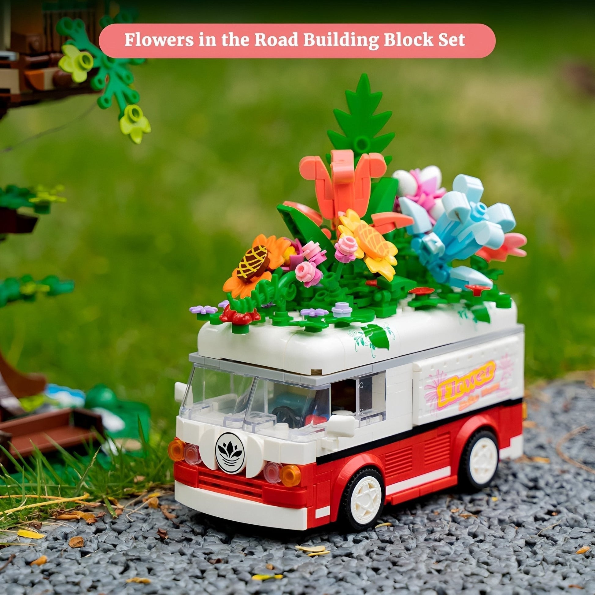 STEM Flower Van Set – 457 PCS Floral Brick Kit for Kids 6+ STEM building block toy by LOLIPOL