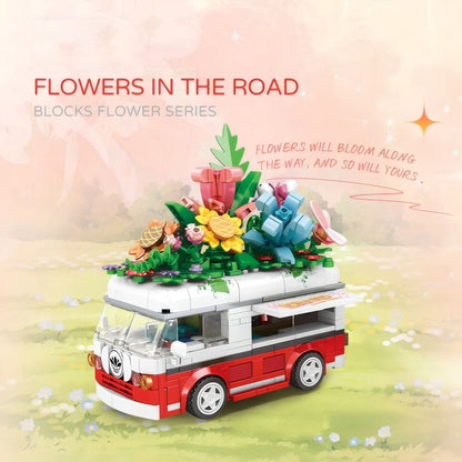 STEM Flower Van Set – 457 PCS Floral Brick Kit for Kids 6+ STEM building block toy by LOLIPOL