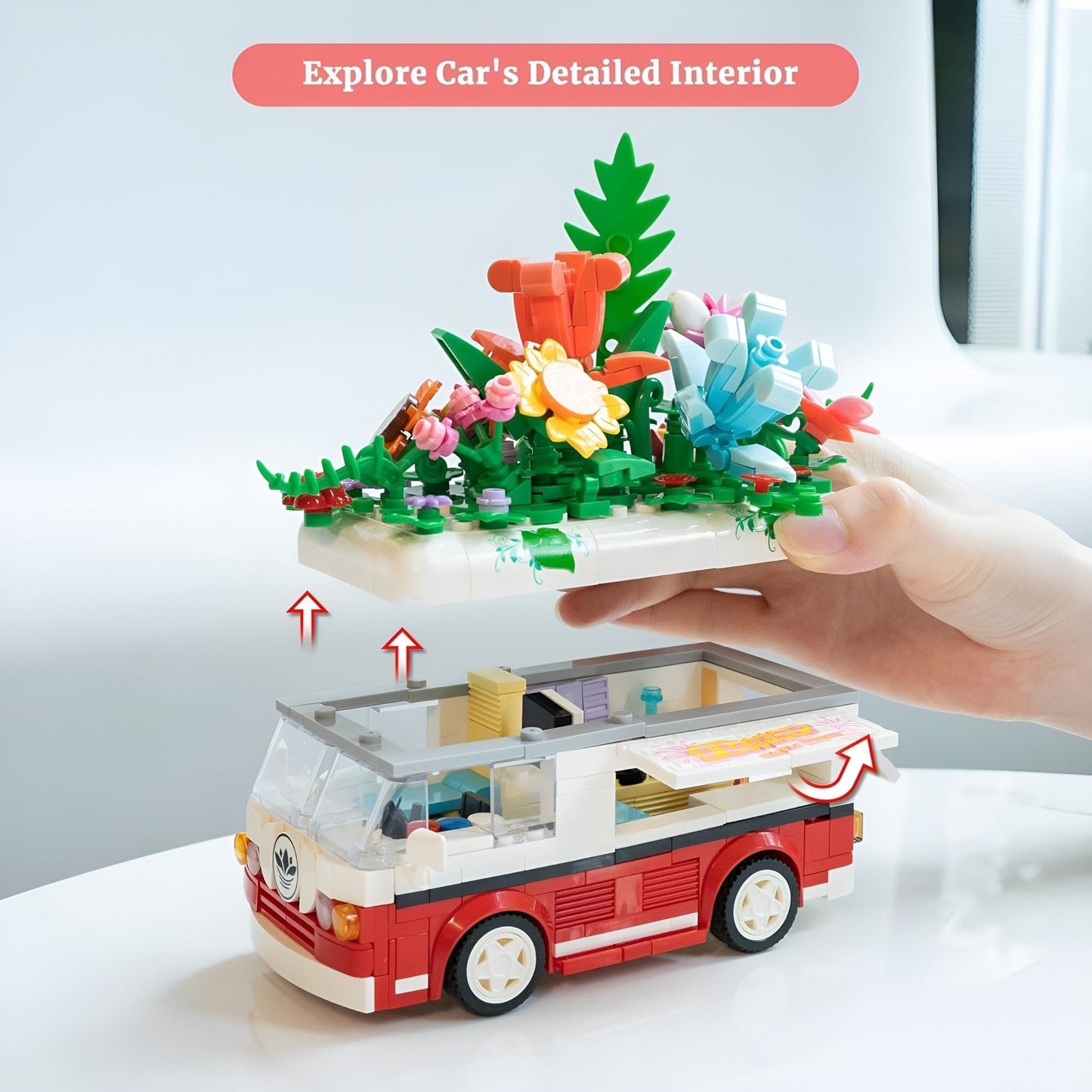 STEM Flower Van Set – 457 PCS Floral Brick Kit for Kids 6+ STEM building block toy by LOLIPOL
